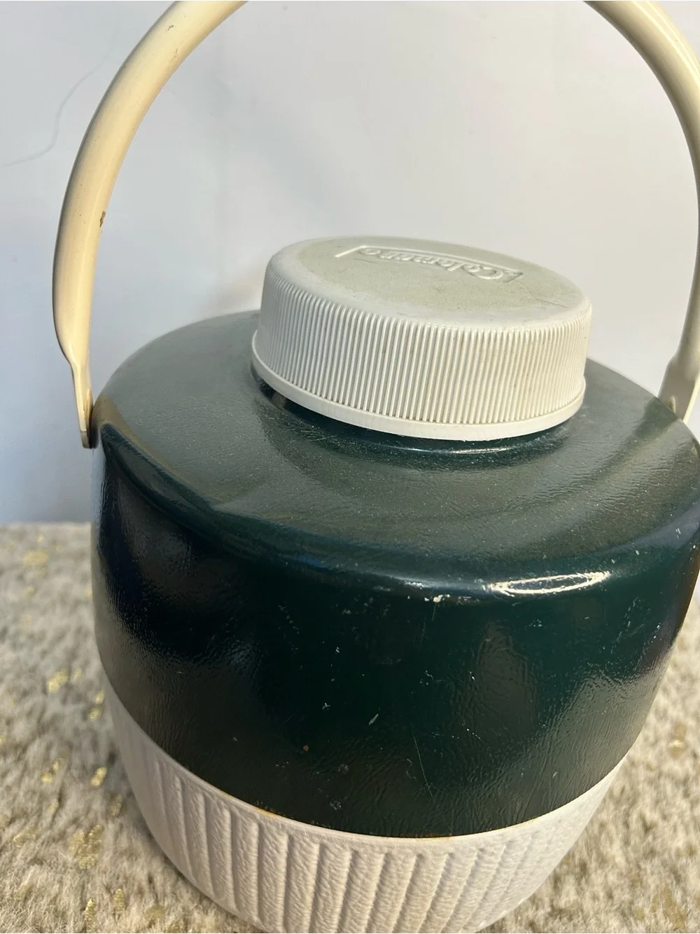 Vintage Coleman 1-Gallon Green & White Water Cooler Jug